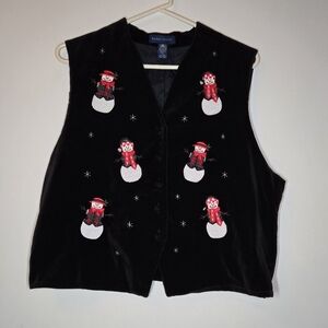 Karen Scott Christmas Snowman Vest Size XL